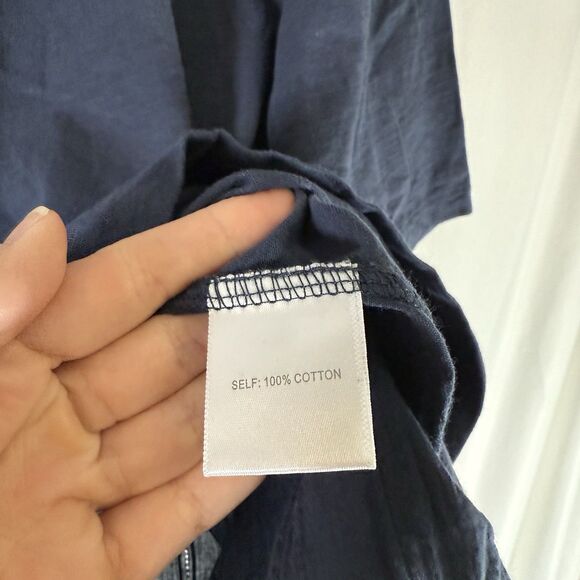 Jane Delancey Blouse Women's 1X Navy Blue Short Sleeve Textured Back Round Neck - Picture 7 of 11